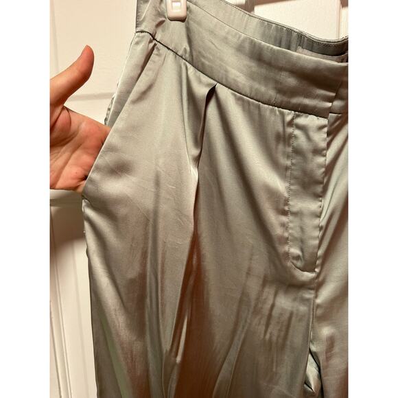Abercrombie and Fitch Satin Tailored Wide Leg Pant Sage Size 33 Long - Picture 8 of 10